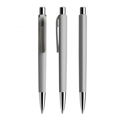 Prodir DS8 Soft Touch PRC Push Kugelschreiber Delfingrau-Silber poliert